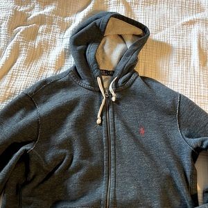 Dark blue sweater.